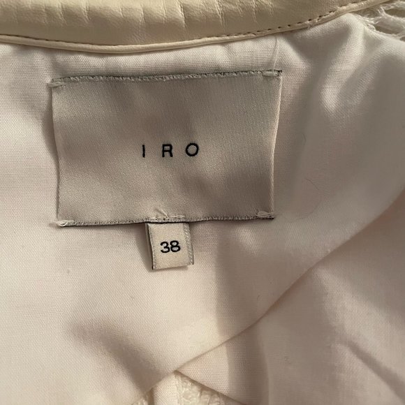 IRO Hurley White Leather Trim Textured Knit Zip Jacket FR38 Pockets Embroidered - Picture 11 of 12